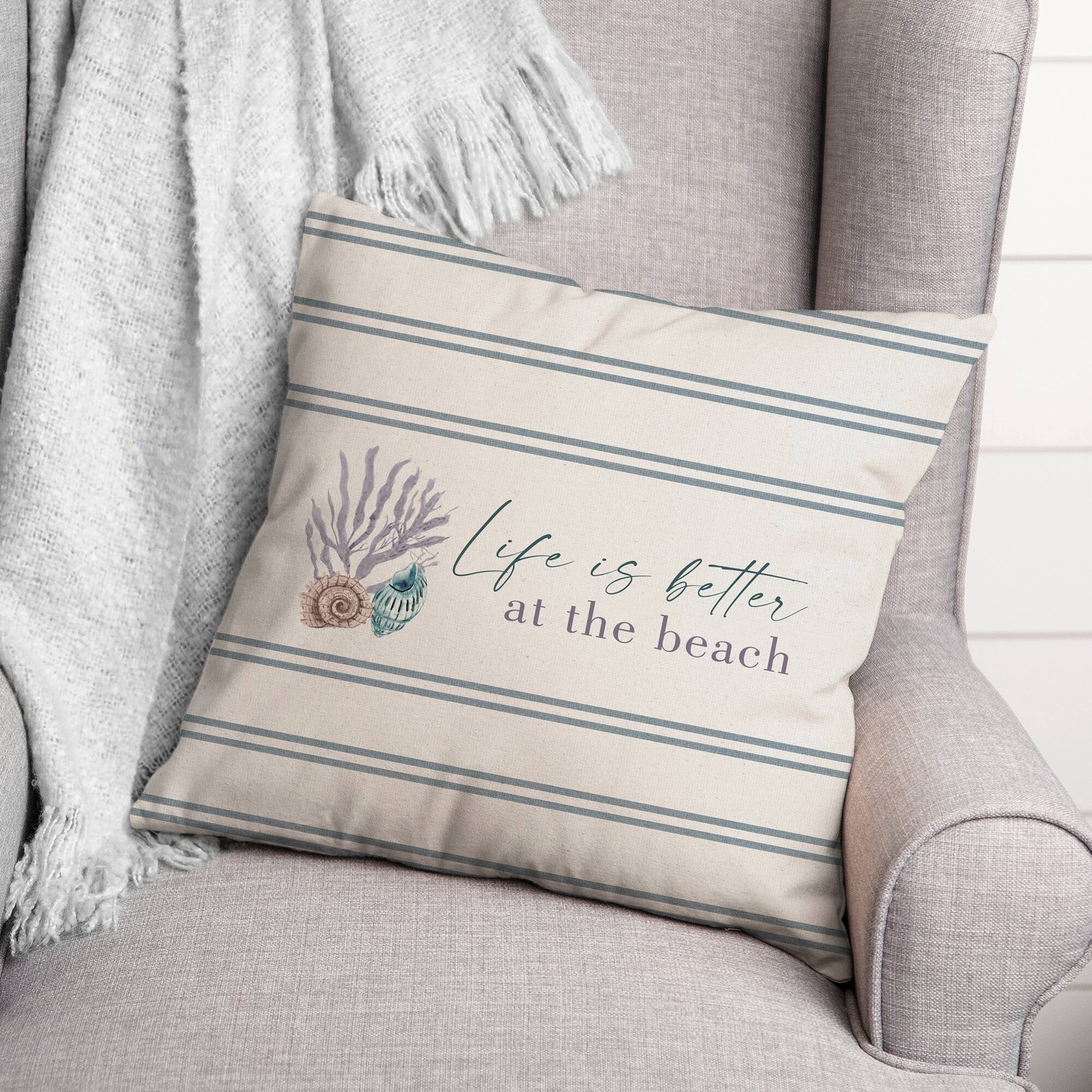 Life Is Better At The Beach Snail & Shell Throw Pillow